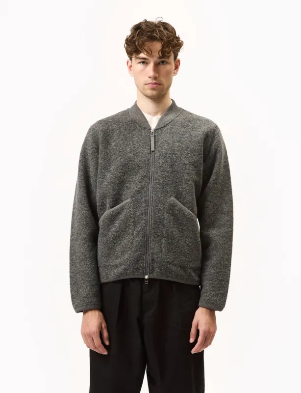 Universal Works Zip Bomber (Wool Fleece) - Grey Marl sold by Article London