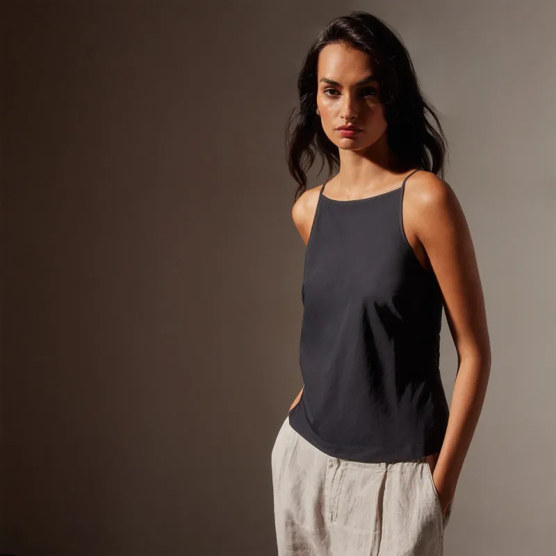Lightweight Matte Sateen Cami -  Black sold by James Perse