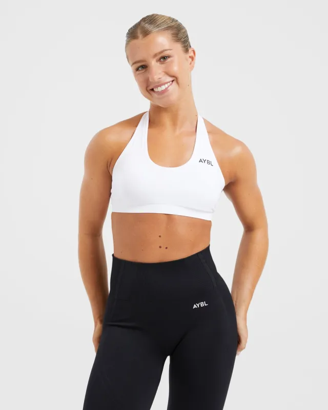 Essential Seamless Halterneck Sports Bra - White sold by AYBL
