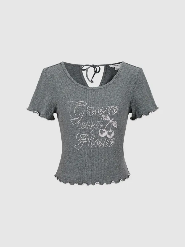 Printed Crew Neck Skinny T-Shirt sold by Urban Revivo