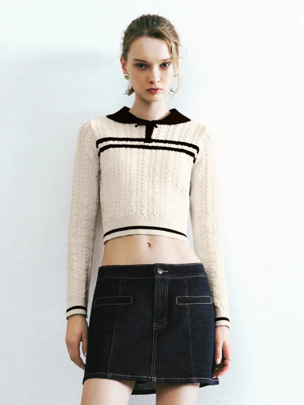 Bow Décor Knitted T-Shirt sold by Urban Revivo
