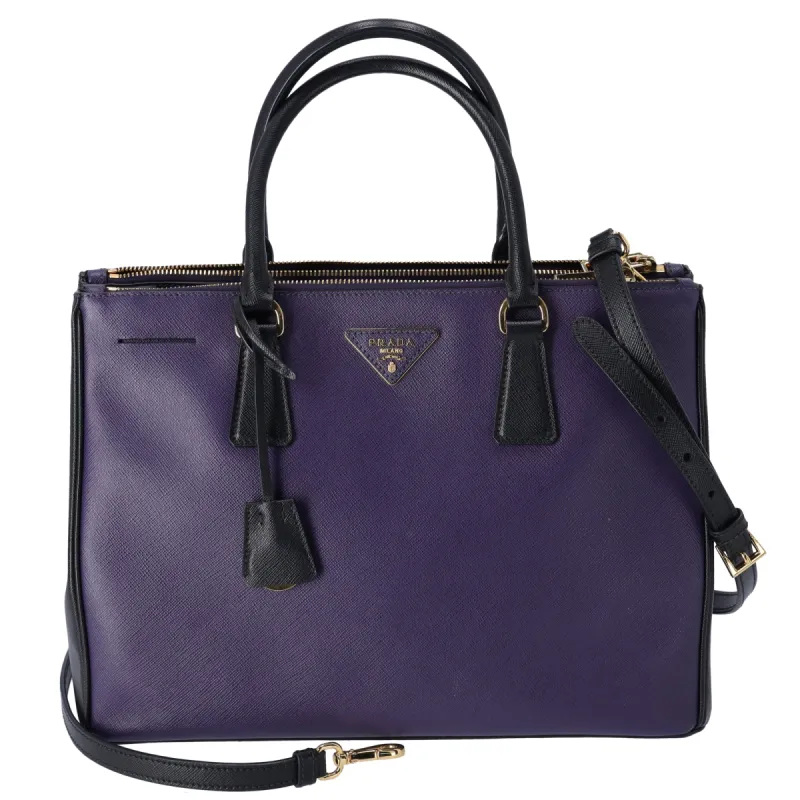 PRADA Galleria Tote Bag B2274A Purple Black Leather Satchel sold by Gaby's Bags