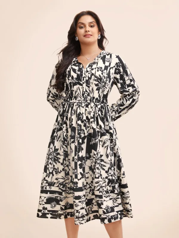 Silhouette Floral Print Tie Knot Gathered Dress sold by Bloomchic