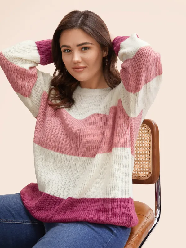 Round Neck Colorblock Contrast Pullover sold by Bloomchic