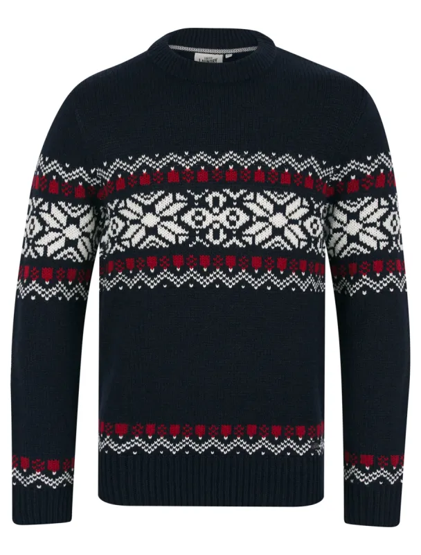 Raja Chunky Nordic Fairisle Design Knitted Jumper in Ink - Tokyo Laundry sold by Tokyo Laundry