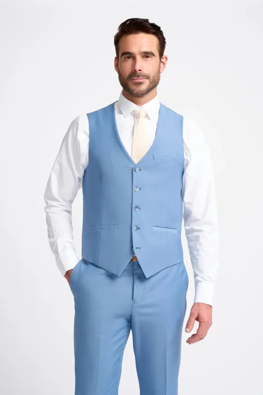 Bond - Men's Sky Blue Waistcoat sold by Tru Clothing