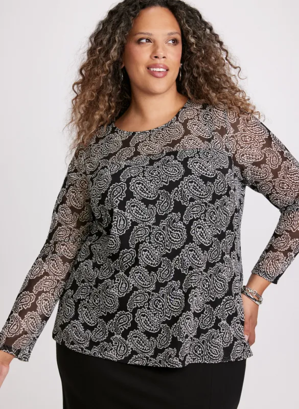 Illusion Neck Paisley Print Top sold by Laura