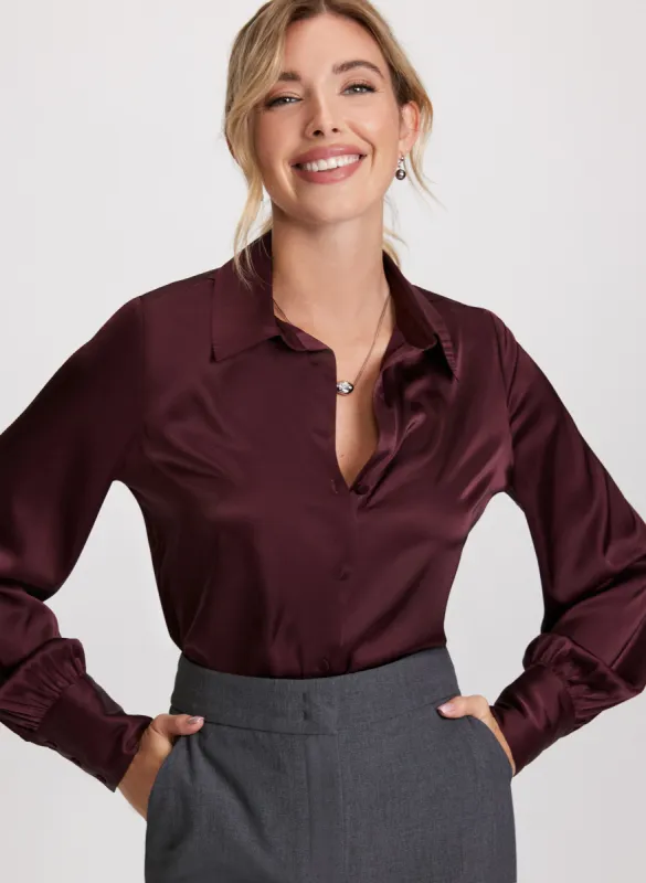 Satin Button Down Blouse sold by Laura