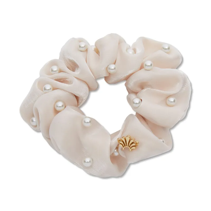 IVORY PEARL EMBELLISHED SCRUNCHIE sold by Lele Sadoughi