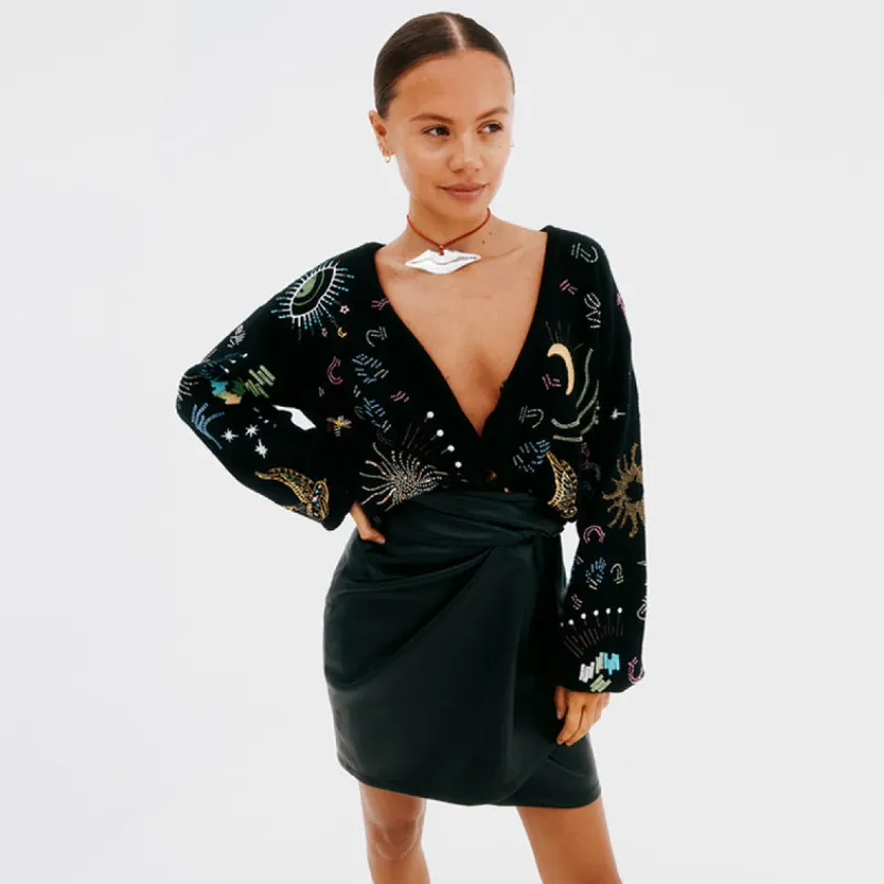 Black Vegan Leather Mini Jaspre Skirt sold by Never Fully Dressed