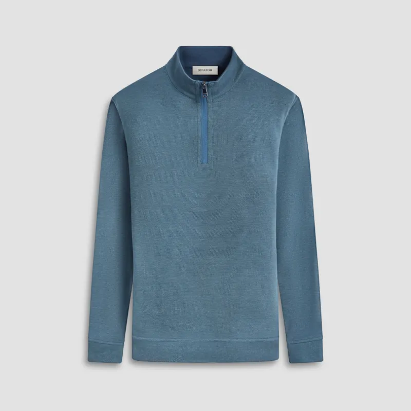 Reversible Pique/Fishermen Knit Quarter-Zip Pullover sold by Bugatchi