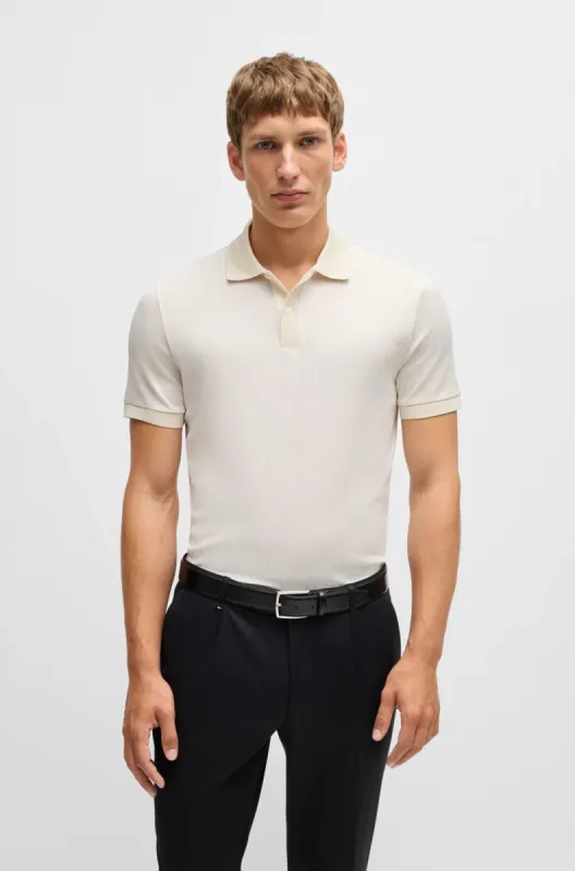 Boss Structured-Cotton Polo Shirt With Solid Trims  50518563 131 sold by J&Z Couture