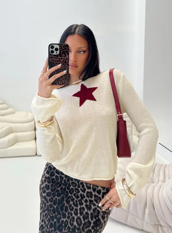 Big Star Knit Sweater Cream sold by Princess Polly