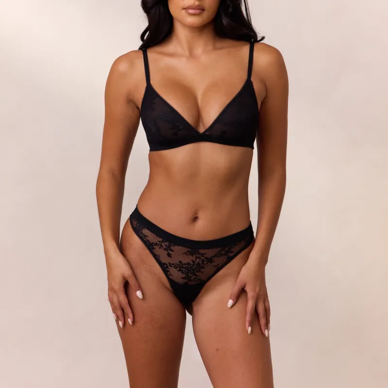 Lace Triangle Bralette - Black sold by Lounge Underwear