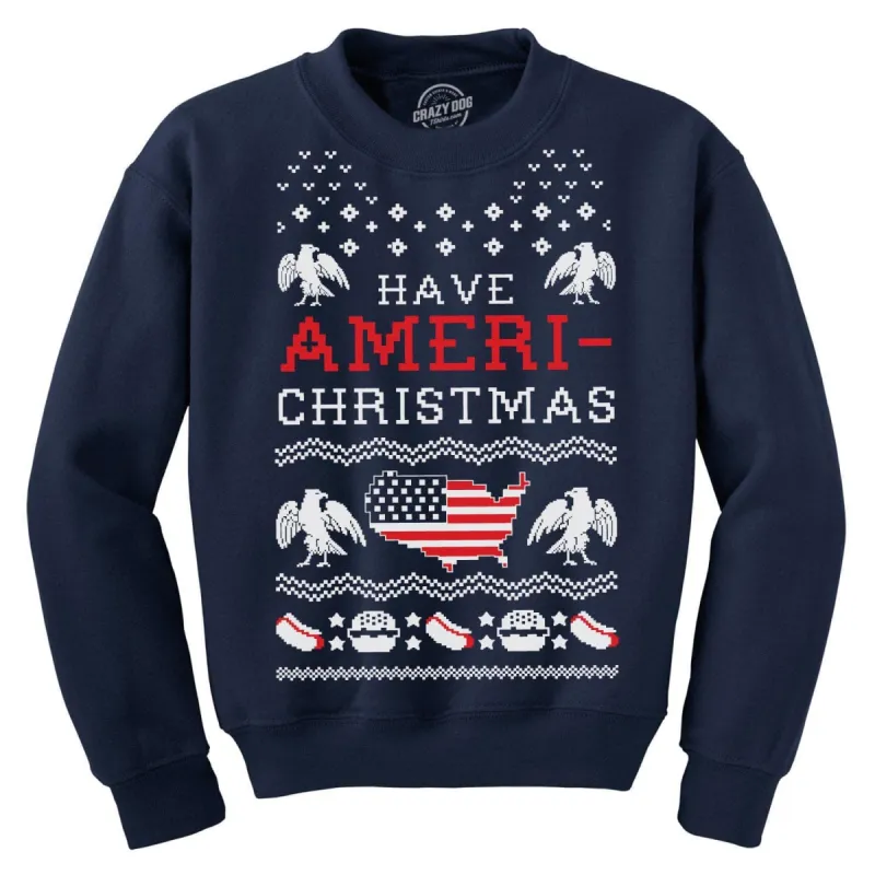 Have Ameri-Christmas Crew Neck Sweatshirt sold by Crazy Dog T-Shirts