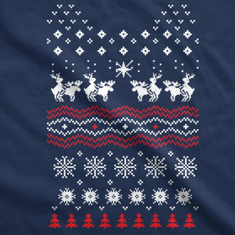 Humping Moose Funny Ugly Christmas Holiday Crew Neck Sweatshirt sold by Crazy Dog T-Shirts