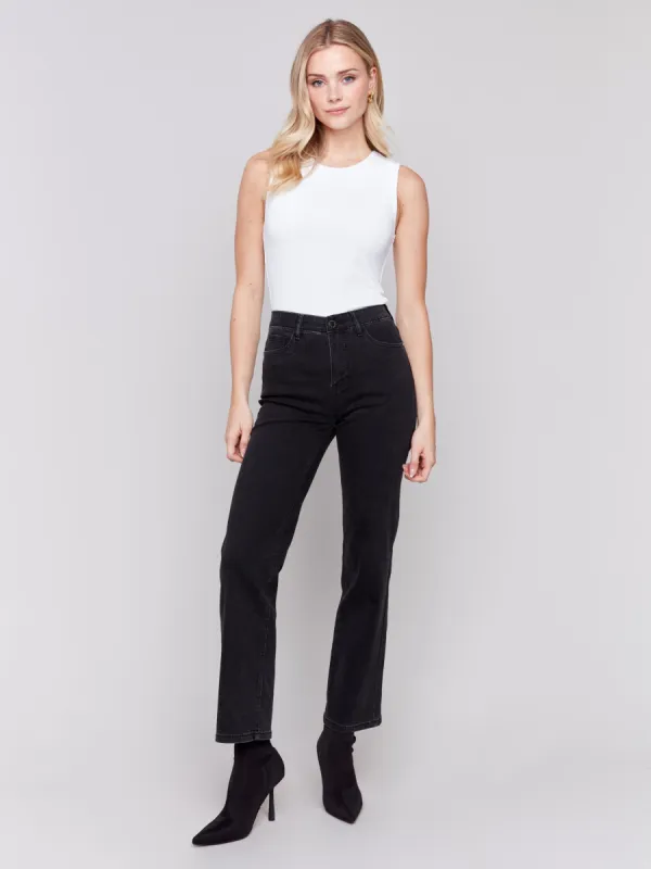 Straight Leg Jeans - Charcoal sold by Charlie B
