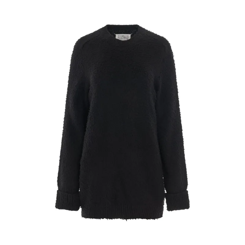 Oversized Piled Knit Sweater in Black sold by MARAIS