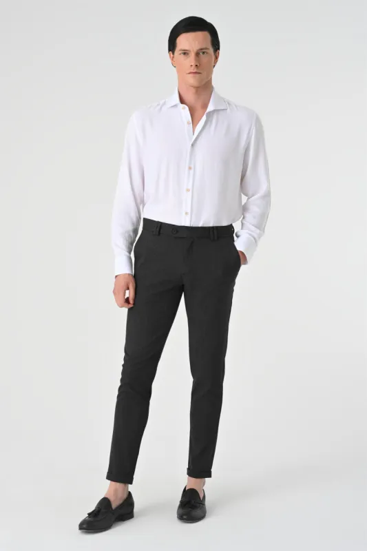 Men's Anthracite Slim Fit Accessory Trousers - Wessi sold by Wessi