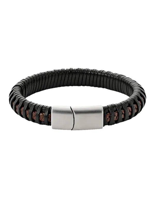 Leather Bracelet - Black/brown sold by Paul Fredrick