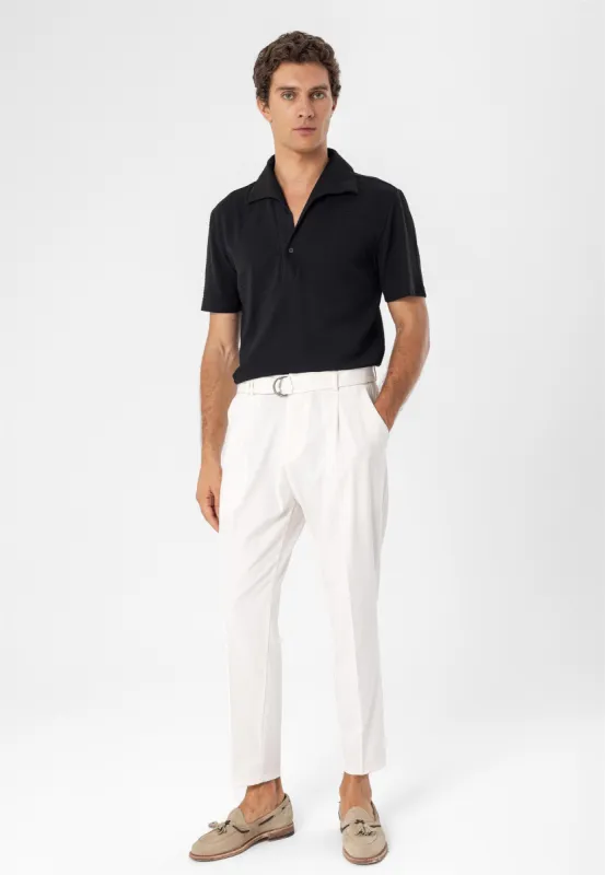 Men's Ecru High Waist Girdle Closure  Trousers - Wessi sold by Wessi
