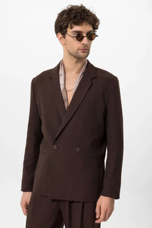 Men's Brown Single-Button Double-Breasted  Blazer - Wessi sold by Wessi