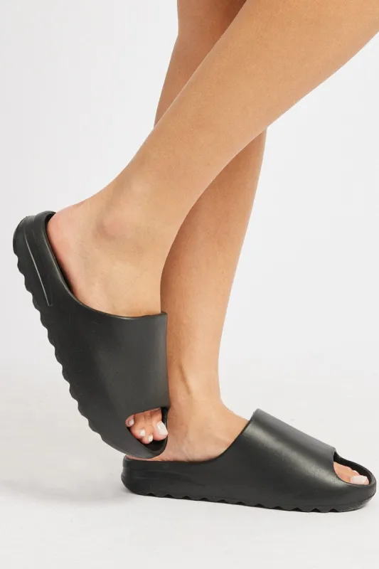 Black Chunky Moulded Slide sold by Ally Fashion