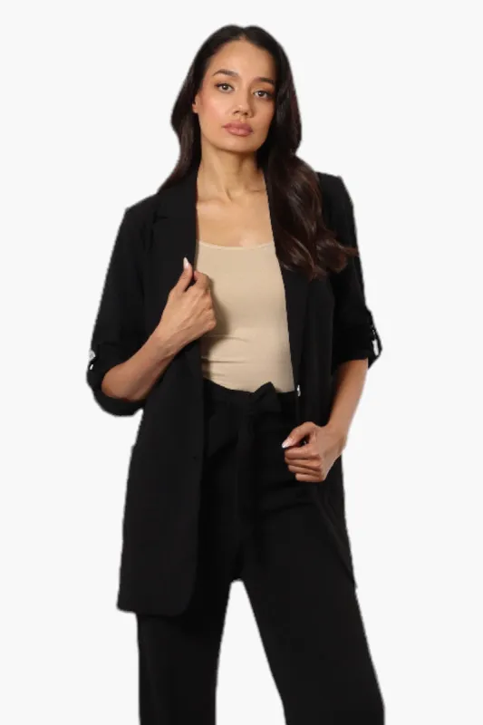 Limite Roll Up Sleeve 2 Button Blazer - Black sold by Fairweather