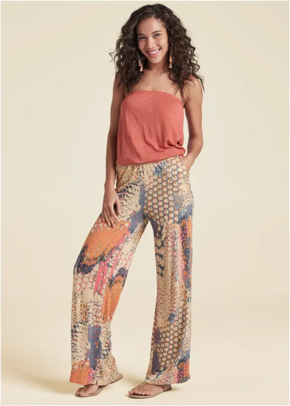 Abstract Mirage Jumpsuit - Orange Multi sold by VENUS