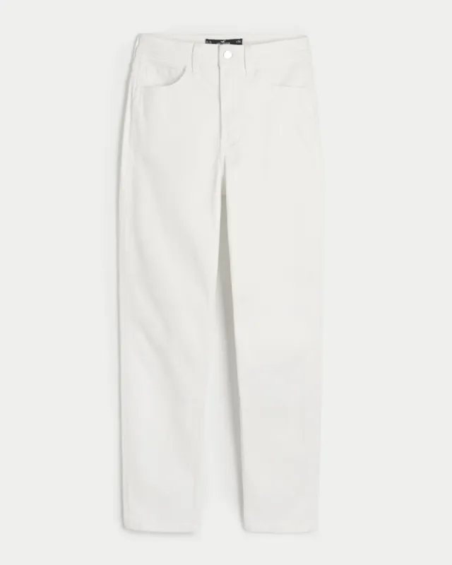 Ultra High-Rise White Mom Jeans sold by Hollister