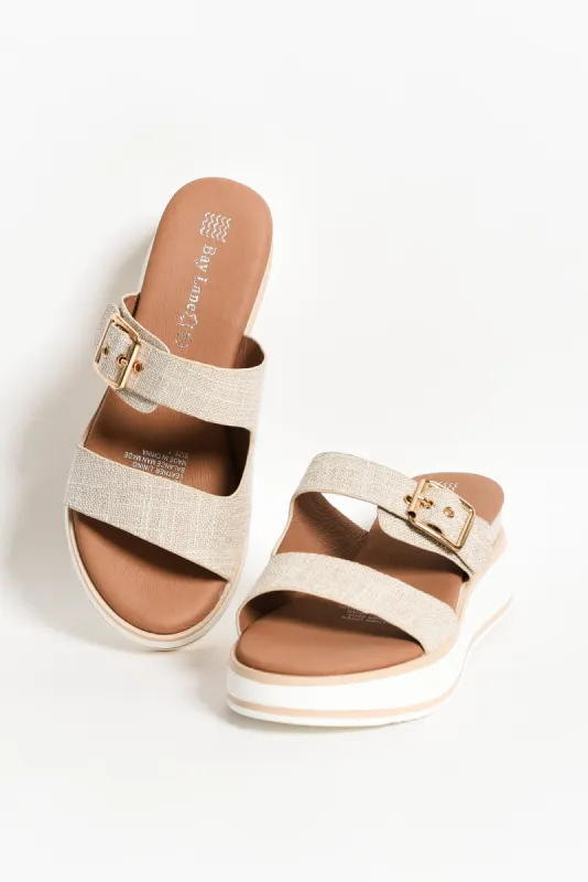 Lyst Beige Leather Buckle Platform Slide sold by Blue Bungalow