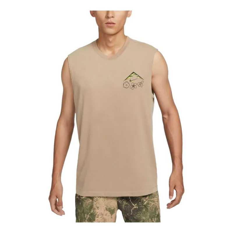 Nike Dri-FIT Graphic Running Tank Asia Sizing 'Khaki' FZ8053-247 sold by KicksCrew