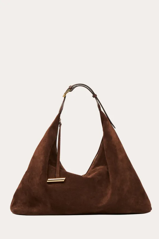 Pillow Hobo Suede Dark Brown sold by Little Liffner