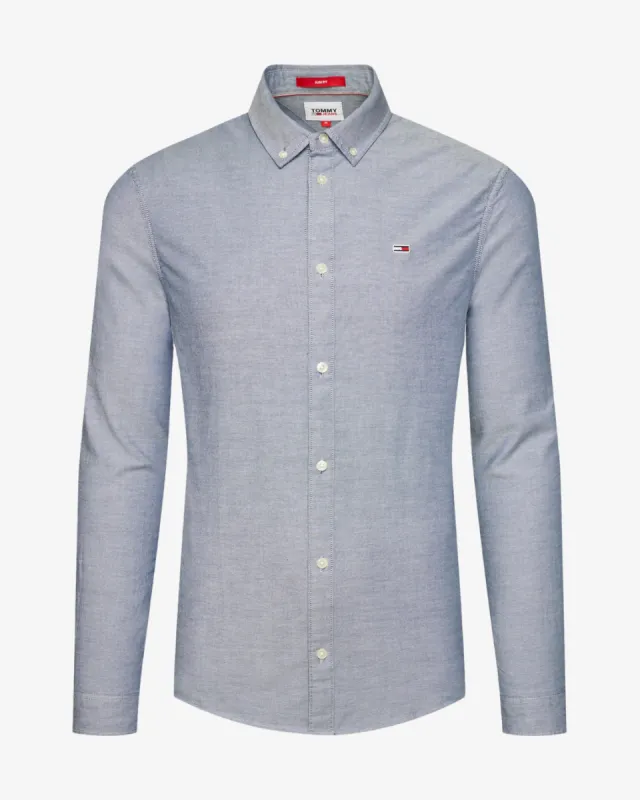 Oxford slim stræk skjorte - Blå sold by Modish