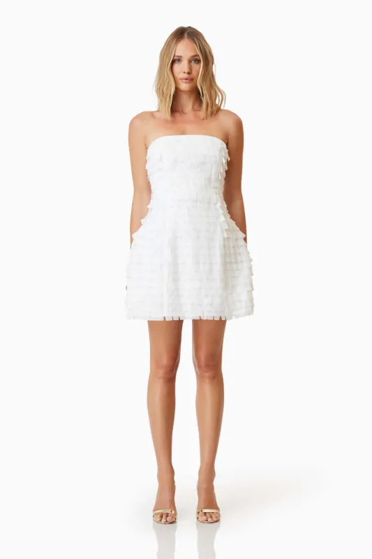 Hailey Strapless Mini Party Dress In White sold by Elliatt