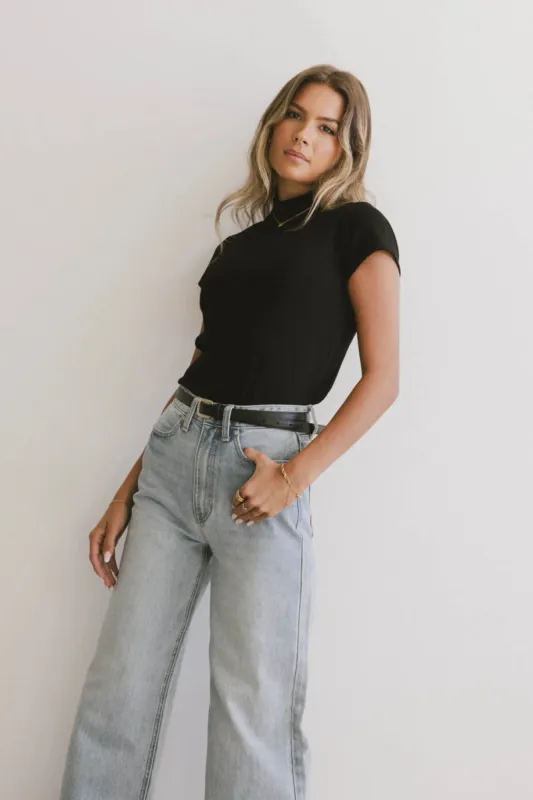 Marley Mock Neck Tee in Black - FINAL SALE sold by bohme