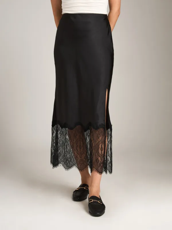 Adalyn Lace Hem Bias Slit Skirt sold by Plenty