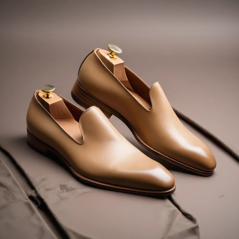 Cream Leather Boreas Minimalist Loafers sold by Costoso Italiano