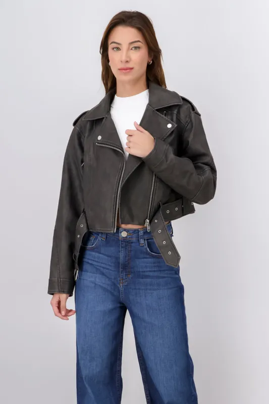 Chamarra biker deslavada sold by Shasa
