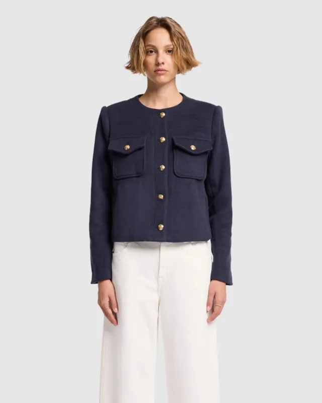 Wool Blend Jacket in Inkwell sold by 7 For All Mankind