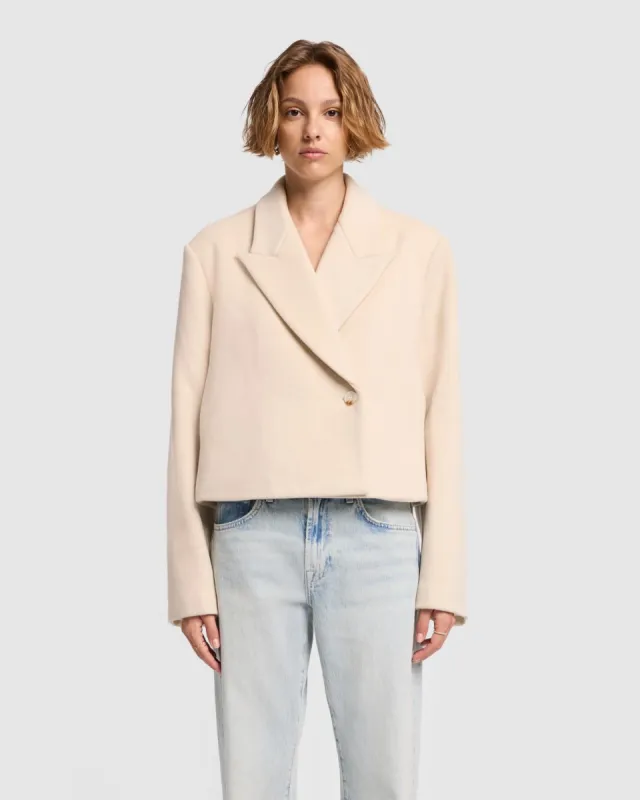 Cropped Wool Jacket in Milk sold by 7 For All Mankind