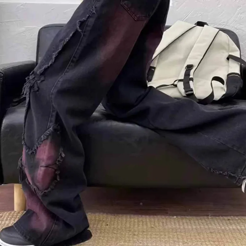 Vintage Black Butterfly High Rise Wide Leg Denim Pants sold by GTHIC