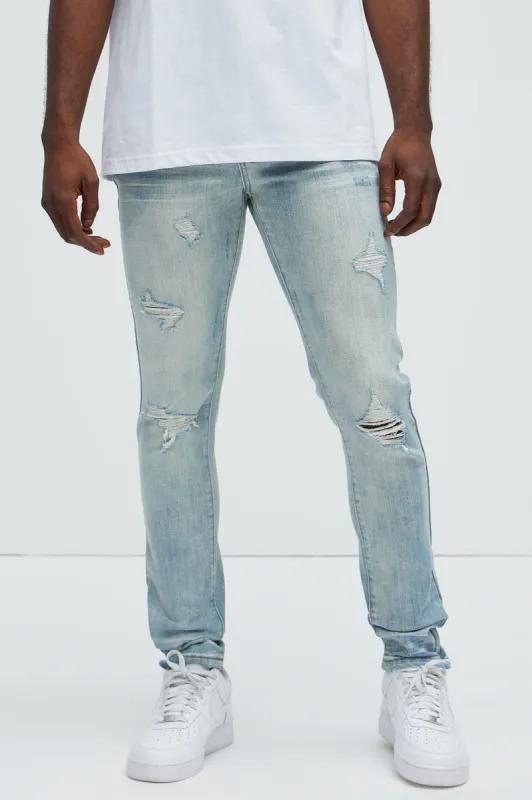 Take It Away Ripped Skinny Jeans - Light Wash sold by Fashion Nova