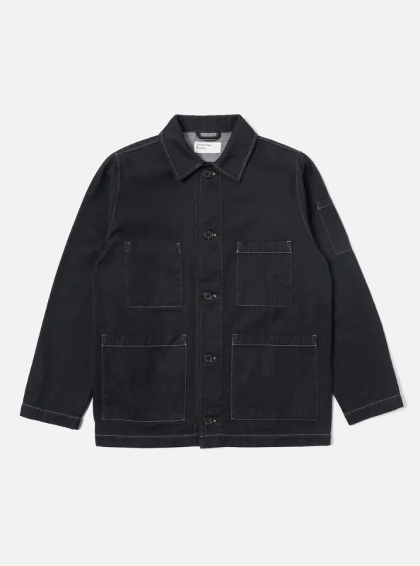 Universal Works Coverall Jacket in Black Cali Denim sold by Universal Works