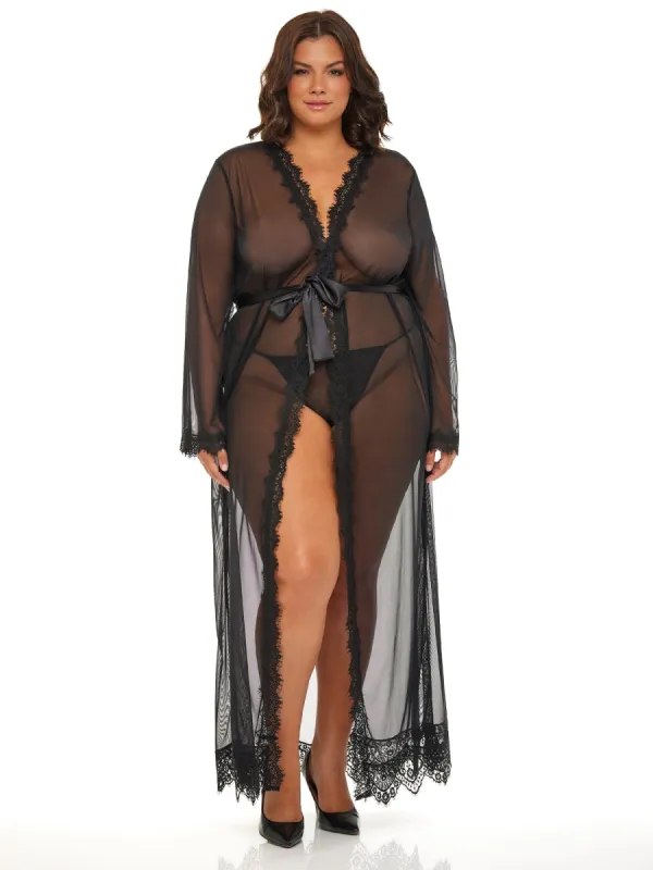 PROVENCE LONG LACE ROBE PLUS sold by Ruumur