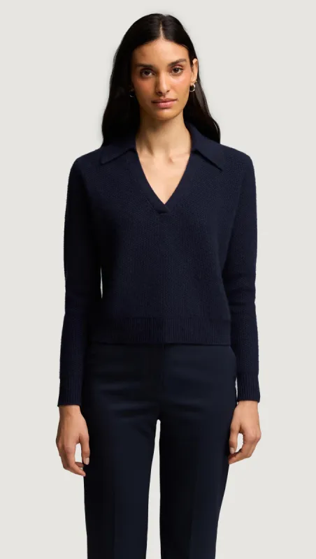 Polo Sweater in Wool Cashmere | Navy sold by Argent