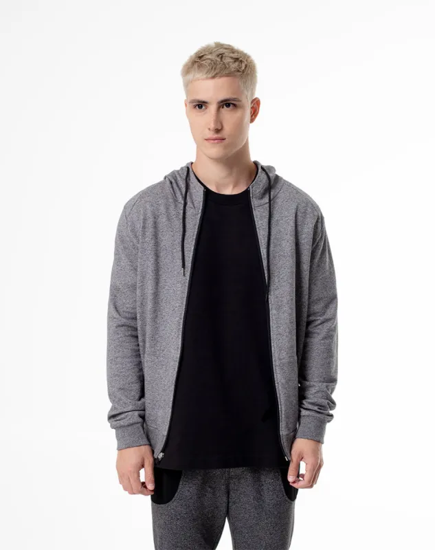 Chaqueta regular fit con capucha gris jaspeada sold by Gef