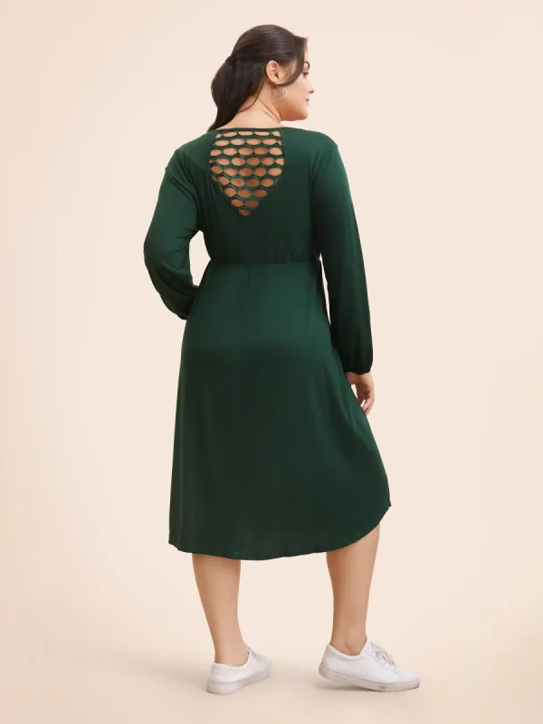 Plain V Neck Backless Dress sold by Bloomchic