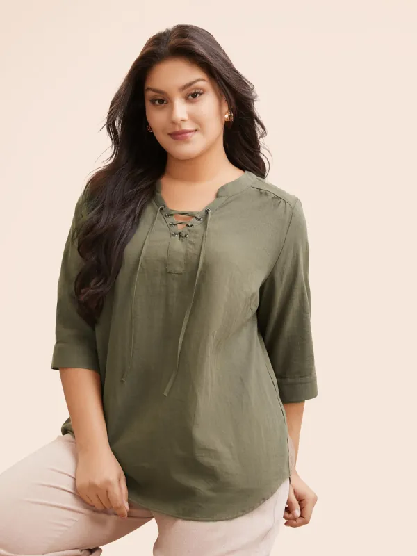 Solid Cross Straps Pleated Blouse sold by Bloomchic