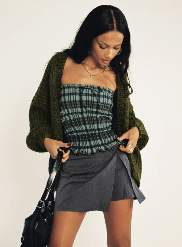 Karki Low Waist Mini Skort Charcoal sold by Princess Polly